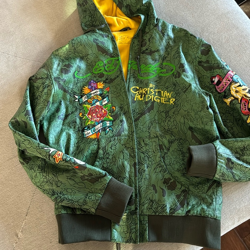 ED HARDY LEATHER XL MENS JACKET/ COAT